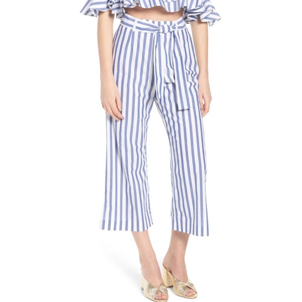 WAYF Striped Aversa Cropped Wide Leg Pants Size: Small